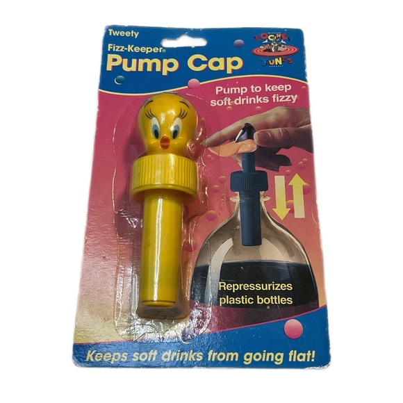Vintage 1994 Looney Tunes Tweety Fizz Drink Keeper Pump Cap Cartoon Cap - Picture 2 of 6